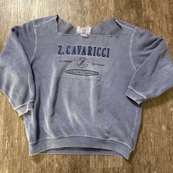 Z. Cavaricci Tops - Z. Cavaricci Sweatshirt Women Large Blue Vintage 90s Embroidered Cut Neck USA